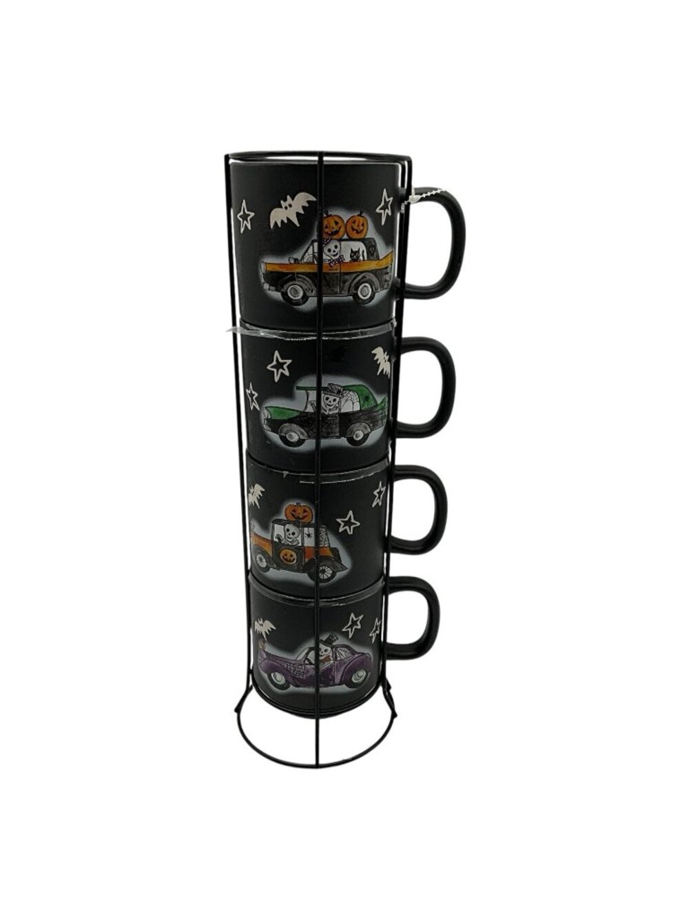 Cobwebs & Cauldrons Halloween Skull Skeleton SpiderWeb Pumpkin Stackable Mug Set